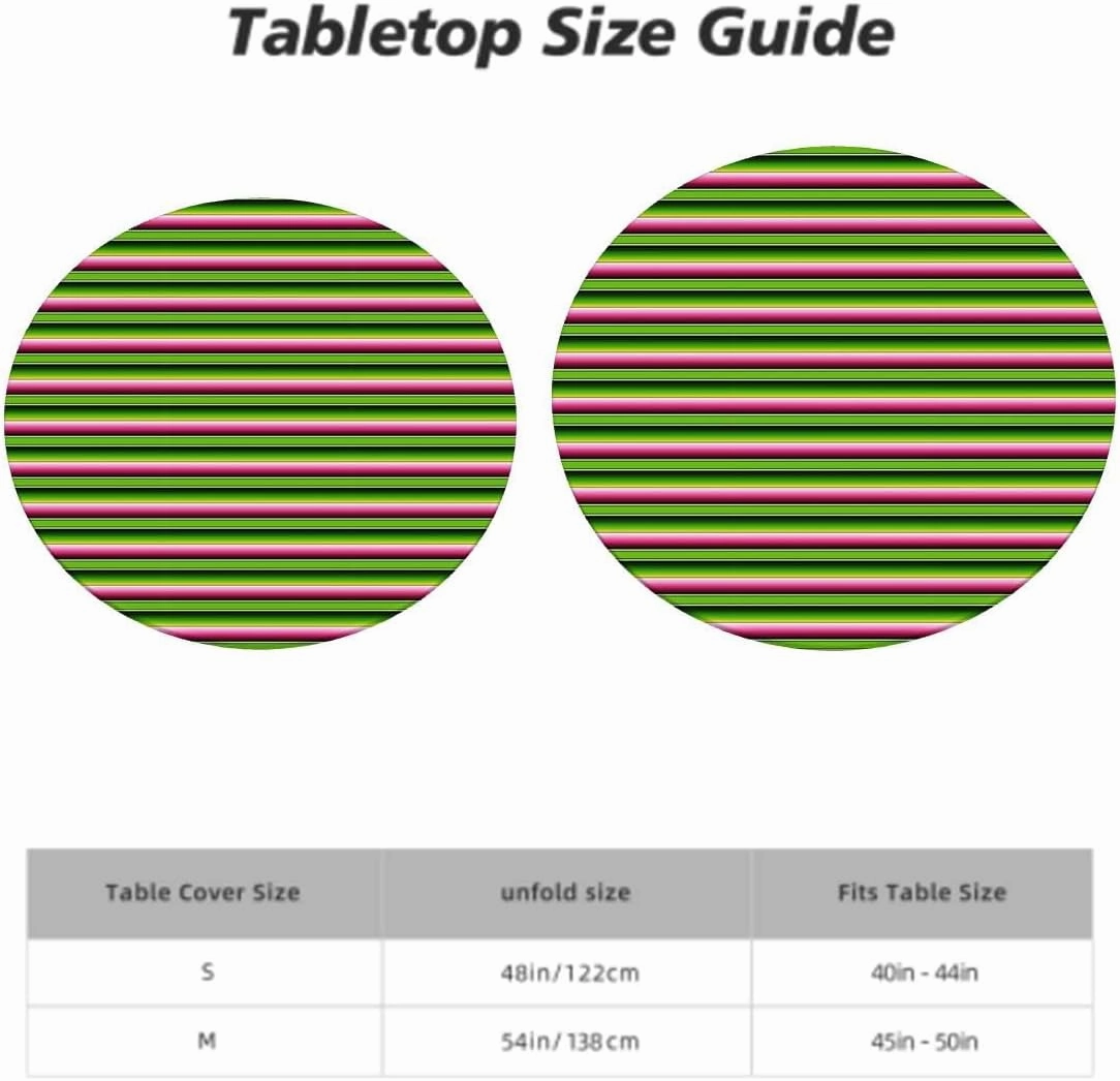 Rainbow Multicolor Round Fitted Tablecloth with Elastic Edge Horizontal Colored Stripes Soft-Touch Fitted Table Cloth, Waterproof Oil-Proof Table Cover Medieval Fits up 45"-50" Diameter Tables