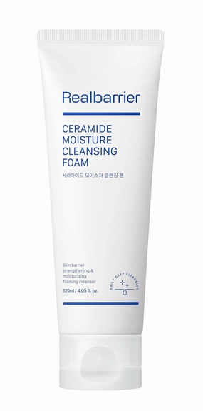 Real Barrier Ceramide Moisture Cleansing Foam 120ml, 4.05 Fl Oz, Hydrating, Makeup Removal, All-in-One Deep Cleanser with Hyaluronic Acid and Rich Creamy Foam for Sensitive Skin, Korean Skincare