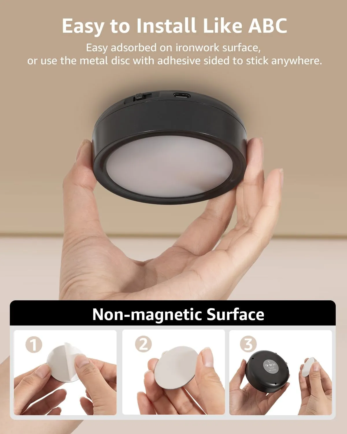 Rechargeable RGB Puck Lights with Remote, 2400mAh Battery Operated Tap Push Light Stick On for Closet Wireless LED Under Cabinet Kitchen Lights Magnetic Colored Touch Light for Classroom Display Shelf