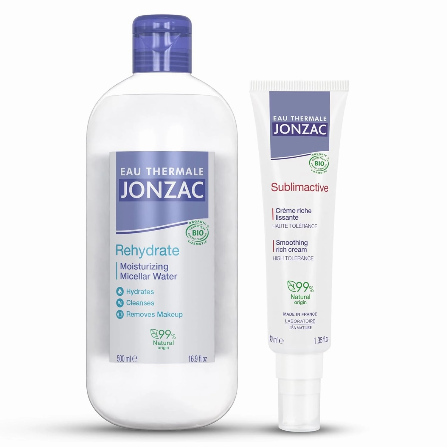 Rehydrate Micellar Water 16.9 fl oz & Sublimactive Anti-Aging Smoothing Rich Cream 1.35 fl oz Sensitive Skincare Bundle