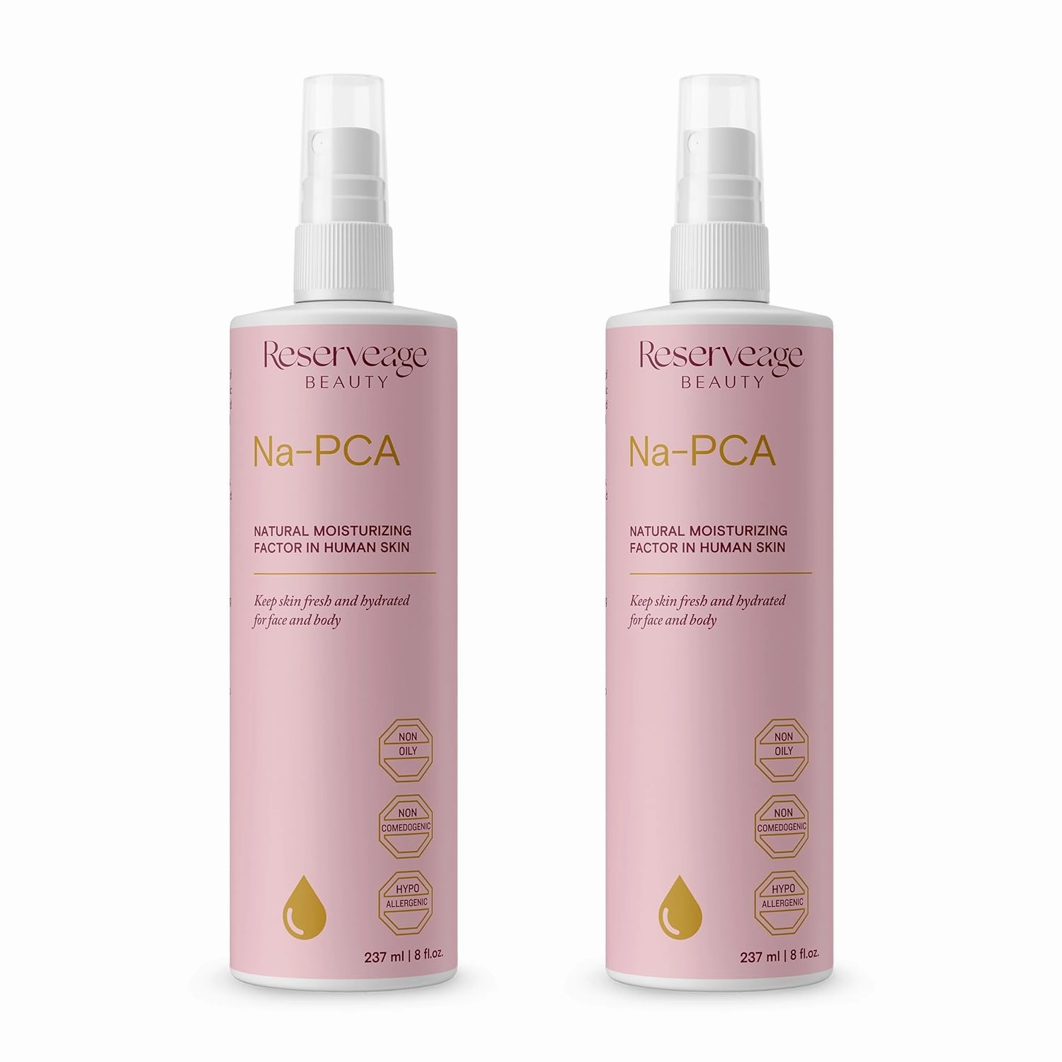 Reserveage Na-PCA Spray - Moisturizing Body Lotion for Dry Skin - Anti Aging Face Moisturizer for Women and Men with Eucalyptus Essential Oil, 8 Fl Oz (Pack of 2)