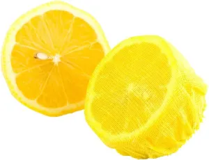 Restaurantware 7 Inch x 7 Inch Lemon Squeeze Cloths 100 With Elastic Band Lemon Covers - Mesh Reusable Yellow Cheesecloth Lemon Nets For Lemon Halves And Wedges