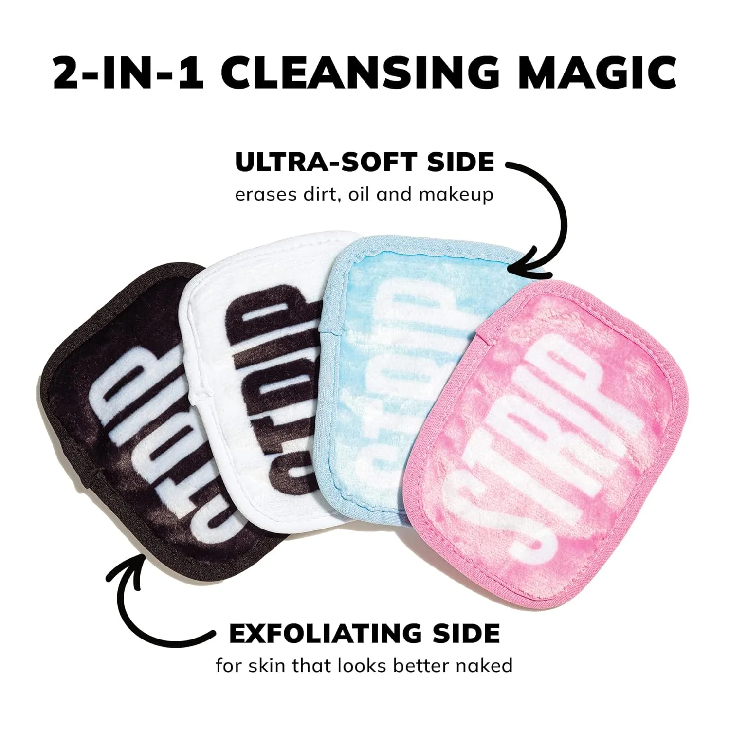 Reusable Cleansing Wipes Blue/Pink - 2-sided, sustainable, washable microfiber cloths - Pack of 7
