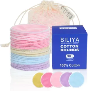 Reusable Makeup Remover Pad 60 Pack, Eco-Friendly Cotton Laundry Bag, Reusable Face, Eye & Lip Makeup Remover Pads, Round Cotton Pads for All Skin Types