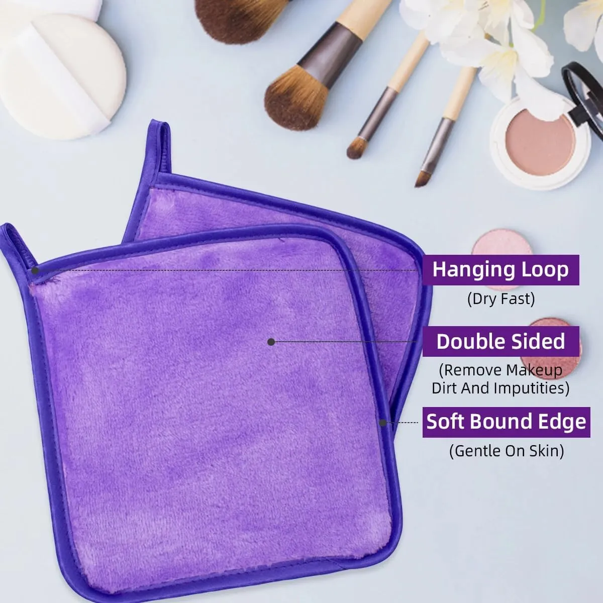 Reusable Makeup Remover Pads – Soft Microfiber Facial Rounds, Eco-Friendly & Washable, Large Cotton Pads for All Skin Types, Gentle Make Up Eraser Cloths for Daily Cleansing (JMJ02-20CM-2PC)