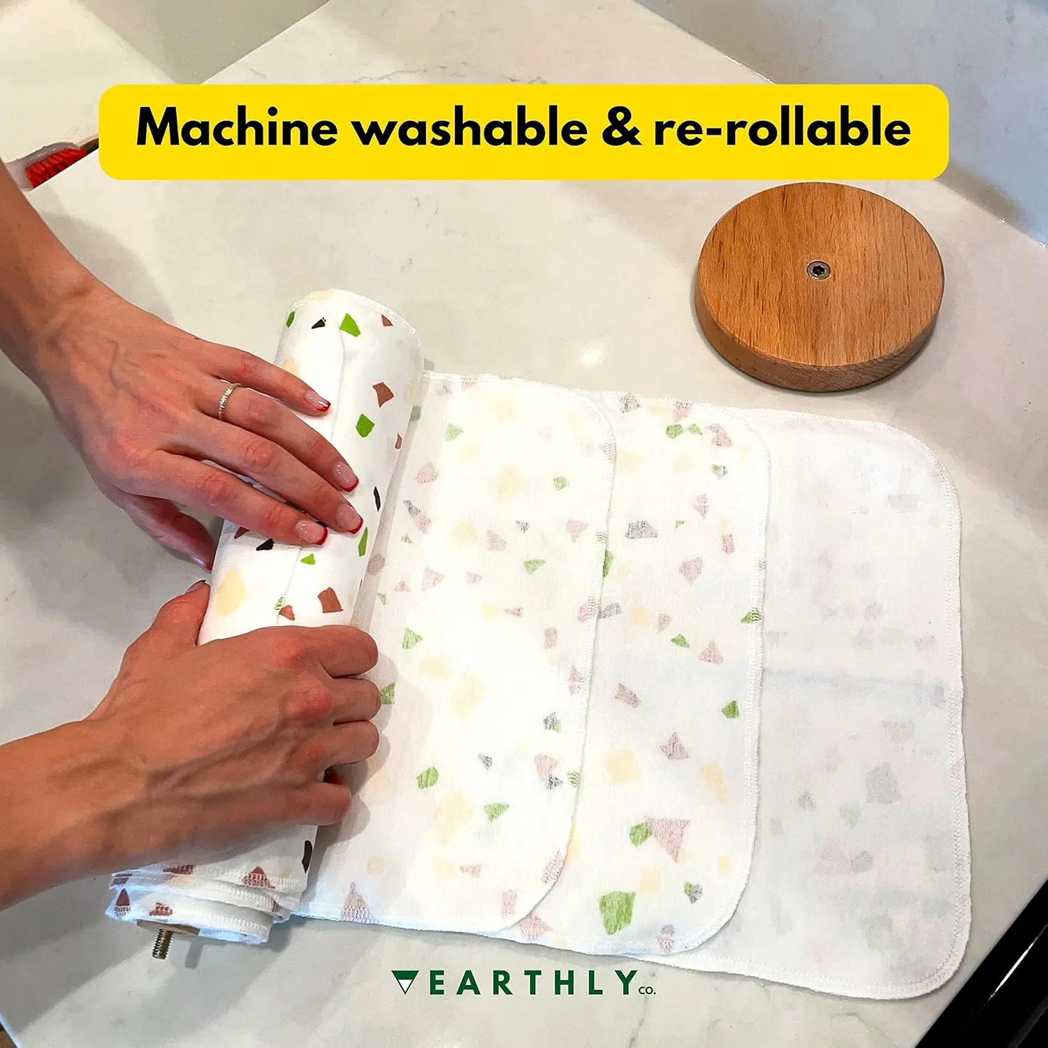 Reusable Paper Towels - 10 Pack - Roll of Washable Cotton Cloth Paper Towels - Paperless Reusable Napkins Cloth Washable - Absorbent   Long Lasting - Zero Waste Products - (Lemon)