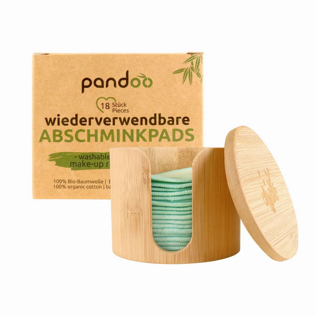 Reusable and Washable Remover Pads | Made of Organic Cotton | 18 Pack with Washable Laundry Bag and Bamboo Box | Reusable Face Wipes | Eco-Friendly Gift