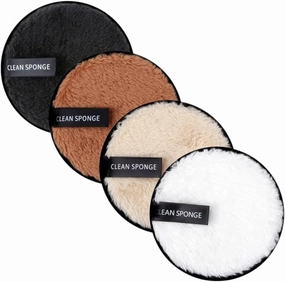 Reusable Makeup Remover Pads Eco Friendly – 4 Pack 12cm Microfiber Rounds for Face, Soft Washable Cotton Discs for Skin Cleansing, Reusable Facial Cotton Pads for Daily Use
