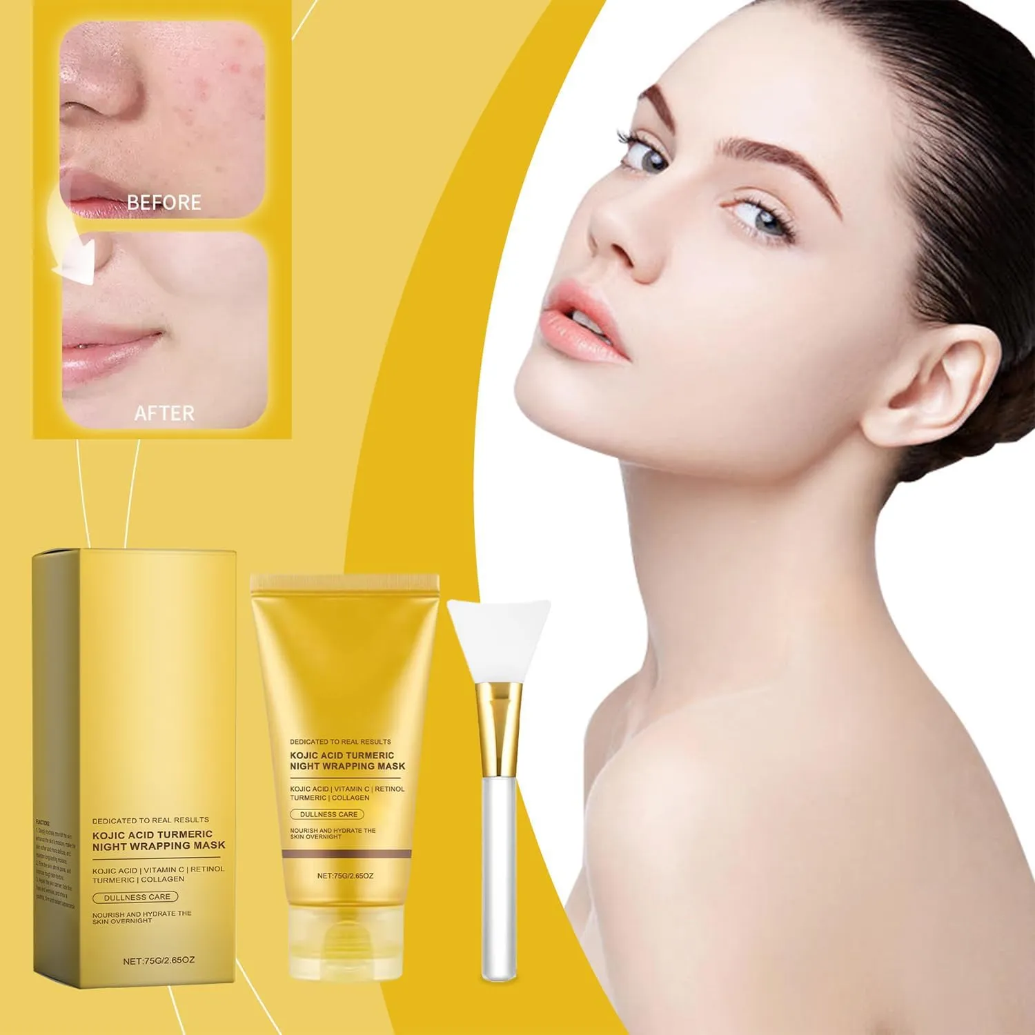 Revix Turmeric Collagen Night Mask, Collagen Mask Gentle Cleansing, Moisturizing, Nourishing (2Pcs)