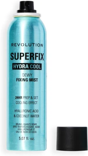 Revolution, Superfix Hydra Cool Prep   Fix Continuous Fixing Mist, Hydrating Face Spray for Makeup, Infused with Aloe Vera, Vegan & Cruelty Free, 5.7 oz
