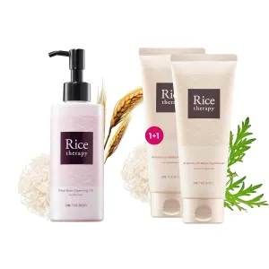 Rice Therapy Cleansing Oil (6.8fl oz) & Artemisia Cleanser (5.1 5.1fl oz, Pack of 2) - Waterproof Makeup Remover, Deep Cleanser for Oily Skin. Hydrating Facial Foam for Radiant, Smooth Skin