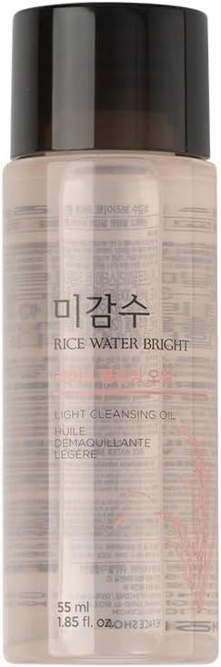 Rice Water Bright Light Cleansing Oil with Rice Water to Brighten The Skin | Korean Make-Up Remover, for Lips, Eyes and Face, Removes Waterproof Makeup, 55ML