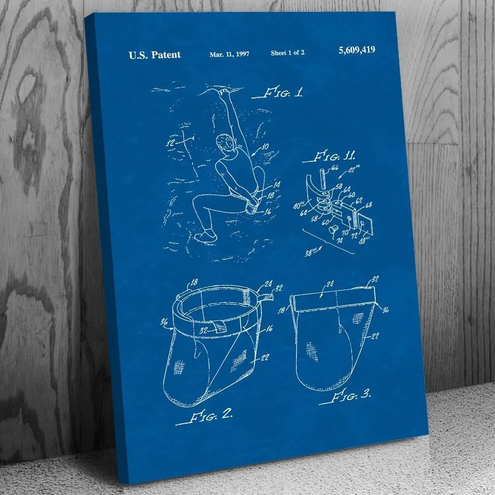 Rock Climbing Chalk Bag Patent Canvas Print (13x19) Bouldering Gifts, Gym Decor, Climbing Gifts, Climbing Wall Art, Gifts For Men
