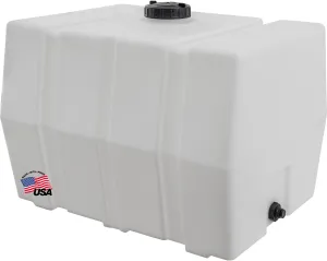 RomoTech 82123929 Horizontal Square Reservoir Water Tank, 100 gallon, Made in USA, Natural Poly Tank For Non-Flammable Liquids, UV-Resistant, Ideal for Agricultural Use, RV Water Storage