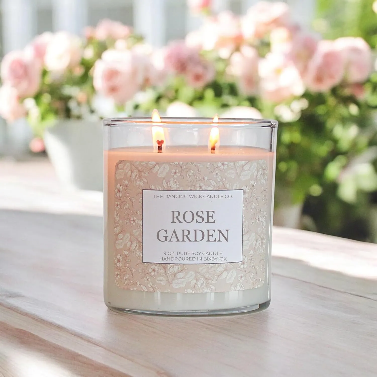 Rose Garden Candle – Romantic Floral & Warm Amber Scent – 11 oz, 2 Wick, Hand-Poured Soy Wax – Home Décor, Relaxation, Self-Care, Gift for Her – Made in USA (Rose Garden)