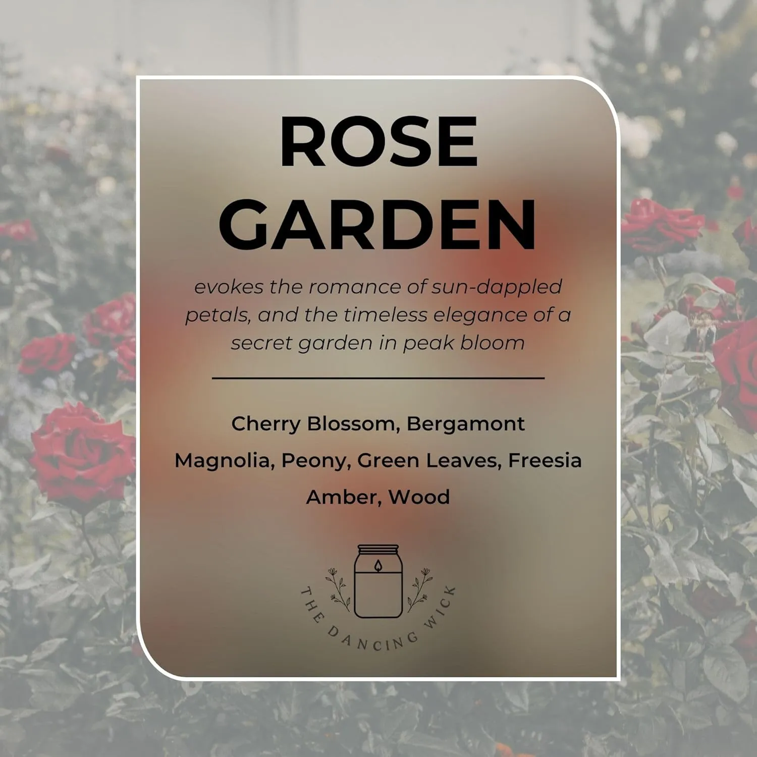 Rose Garden Candle – Romantic Floral & Warm Amber Scent – 11 oz, 2 Wick, Hand-Poured Soy Wax – Home Décor, Relaxation, Self-Care, Gift for Her – Made in USA (Rose Garden)
