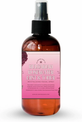 Rose Water Spray for Face & Hair – 100% Pure Steam-Distilled Rosewater Facial Toner – Alcohol-Free Hydrating Face Mist & Makeup Setting Spray – Anti-Aging & pH-Balancing Natural Skin Care (Rose)