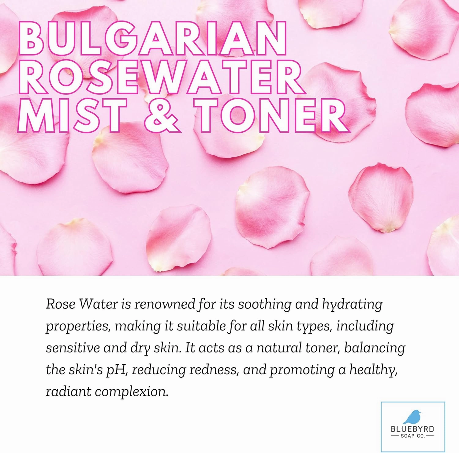Rose Water Spray for Face & Hair – 100% Pure Steam-Distilled Rosewater Facial Toner – Alcohol-Free Hydrating Face Mist & Makeup Setting Spray – Anti-Aging & pH-Balancing Natural Skin Care (Rose)