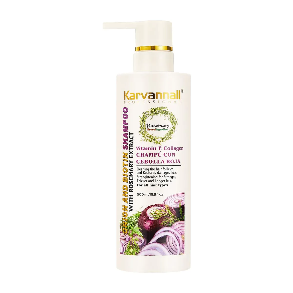Rosemary Biotin Anti-Hairfall Shampoo with Onion Extract,16.9 Fl Oz, Damage Repair with Vitamin E and Collagen, Promote Hair Growth, Daily Use Anti-Dendruff Shampoo for All Hair Type 500 ml