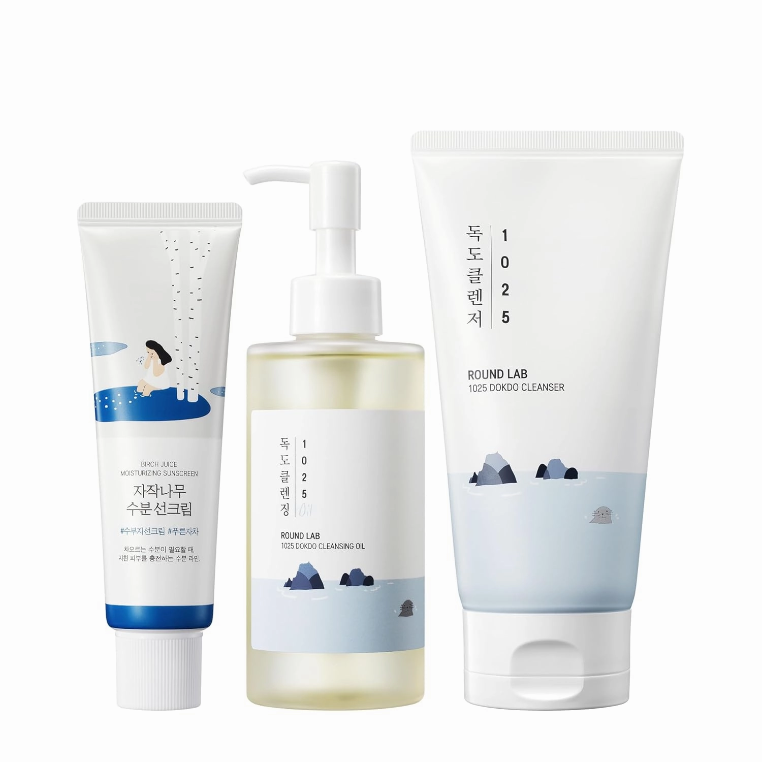 ROUND LAB Birch Juice Moisturizing UV LOCK   Dokdo Cleansing Oil   Dokdo Cleanser, Deep Moisturizing Makeup Blackhead Impurities Remover, Korean Skincare