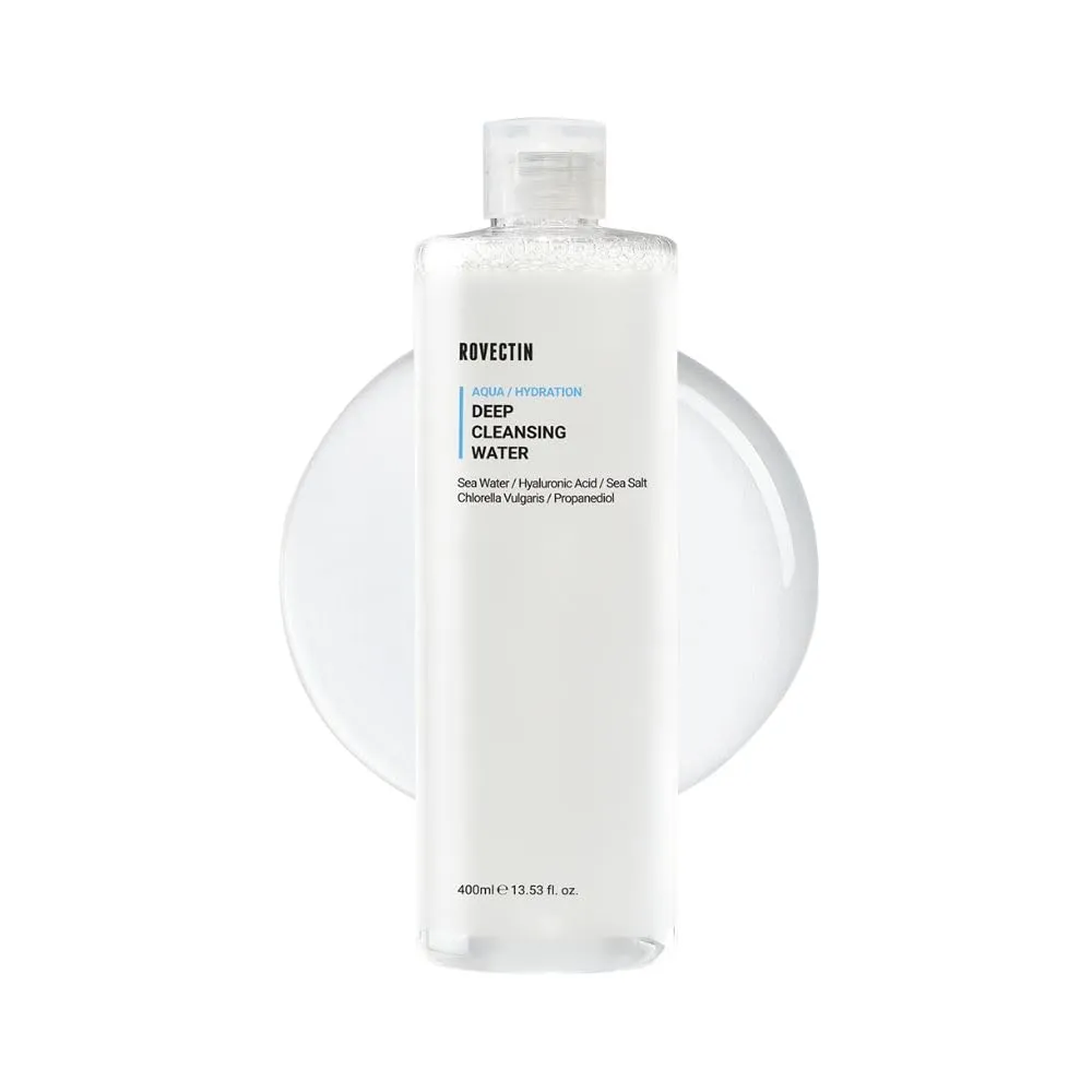 ROVECTIN Aqua Deep Cleansing Water (13.5fl.oz, 400ml)- Impurities Remover from Ocean deep with Hyaluronic Acid and Marine Plants from Jeju Island