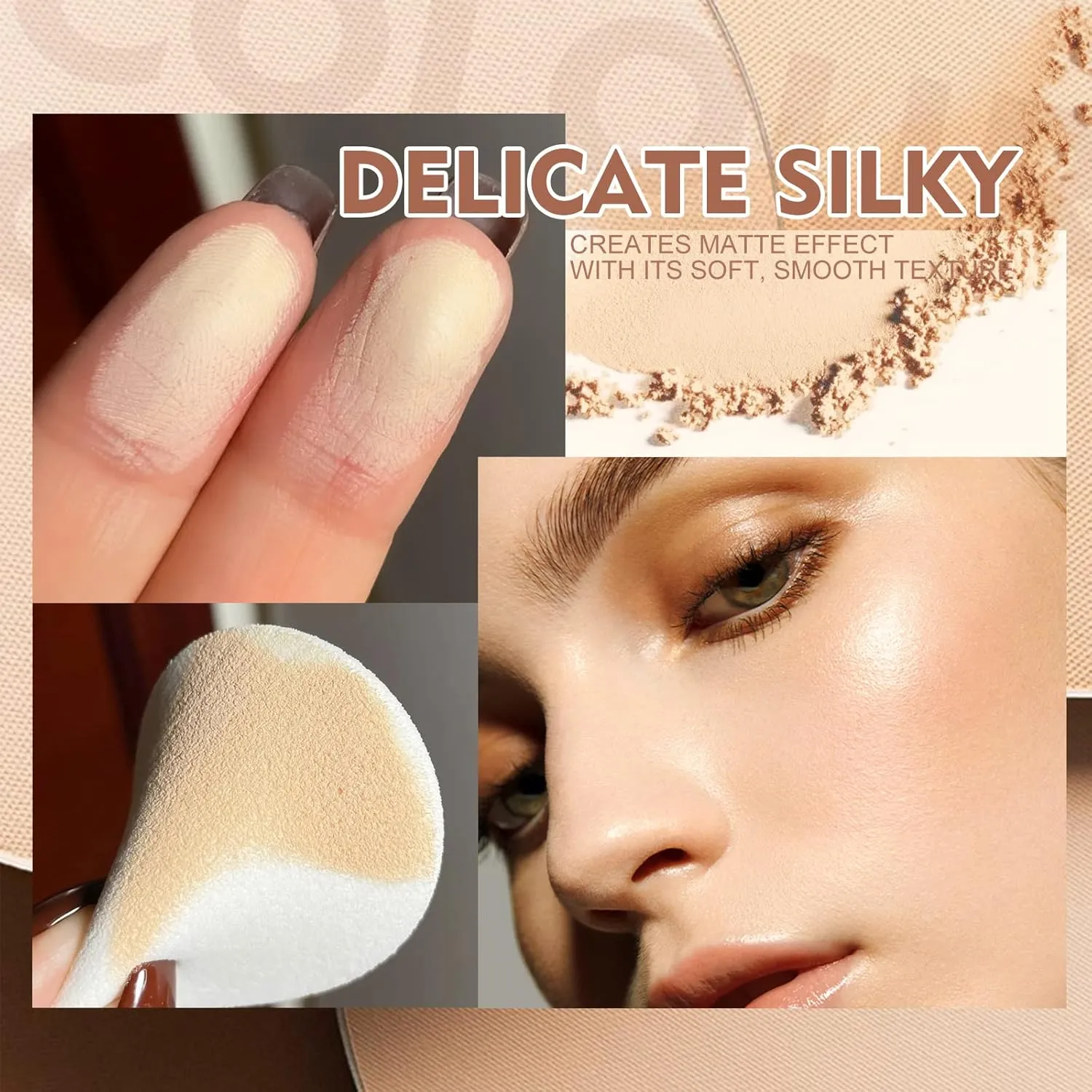 SACE LADY Face Powder Waterproof Sets Makeup, Controls Shine, Smooth Fine Lines for Flawless Lightweight Finish, Long Lasting Matte Compact Setting Powder Cosmetics Cruelty-free, 0.35oz