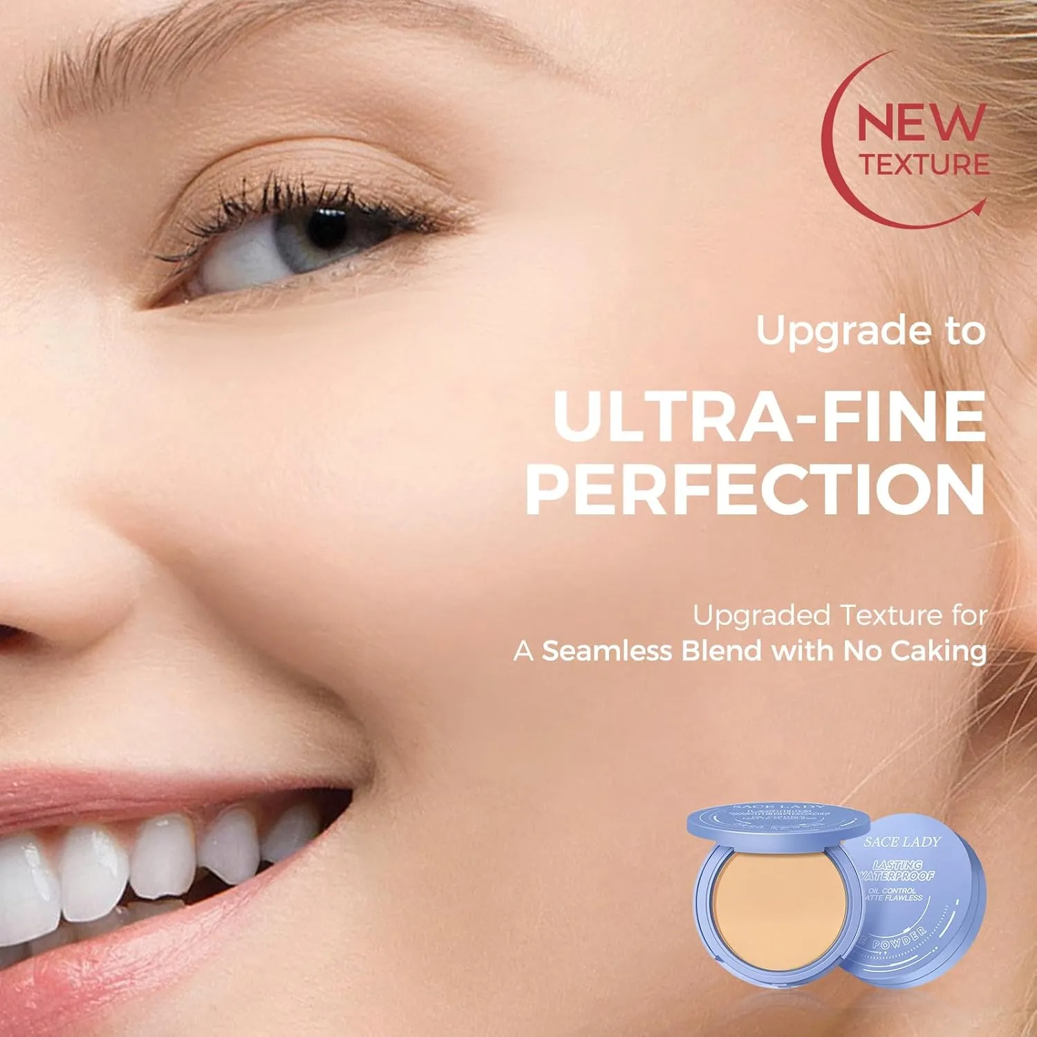 SACE LADY Face Powder Waterproof Sets Makeup, Controls Shine, Smooth Fine Lines for Flawless Lightweight Finish, Long Lasting Matte Compact Setting Powder Cosmetics Cruelty-free, 0.35oz