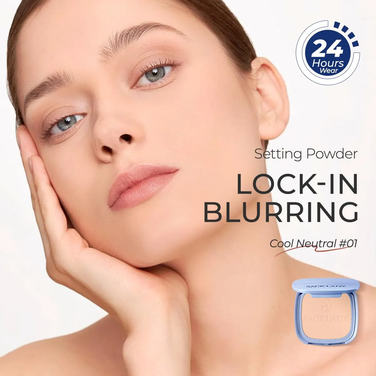 SACE LADY Face Powder Waterproof Setting Makeup, Oil Control Pressed Powder Compact for Women, Blurring Pores Matte Long Lasting Up to 24 Hours, Talc-Free and Cruelty-Free (#01 Cool Neutral, 0.35Oz)