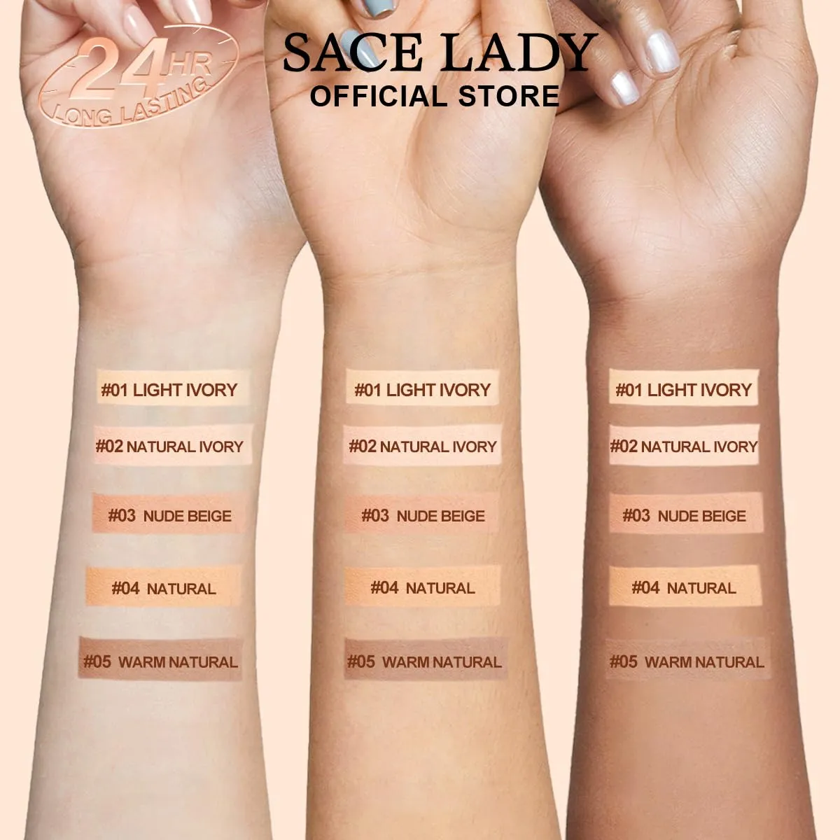 SACE LADY Oil Control BB Cushion Foundation, Full Coverage Long Lasting Ultra Matte BB Foundation Makeup Covers Face Blemishes Evens Skin Tone Face Cosmetics, 0.42Oz (#04, 0.42Oz)
