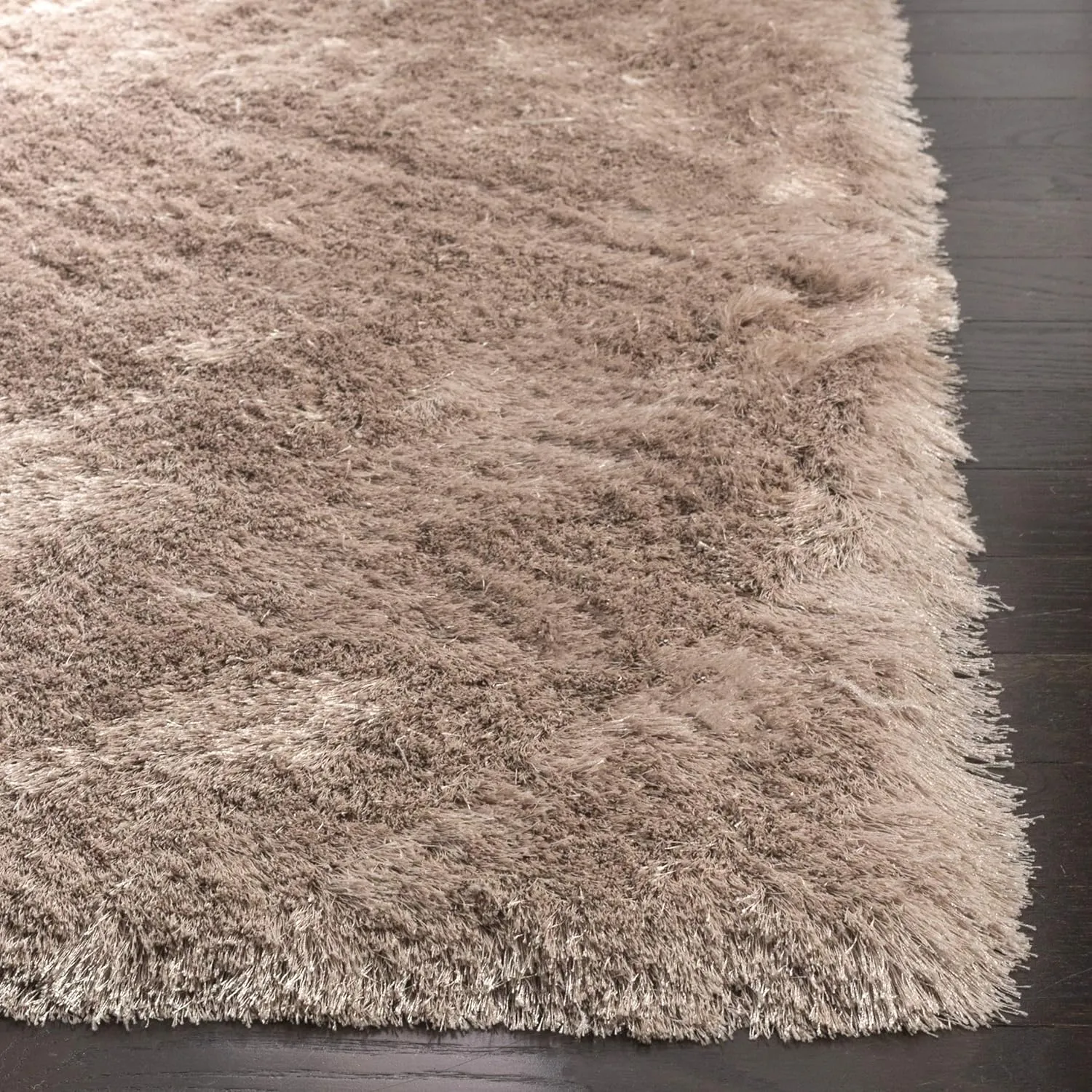 SAFAVIEH Paris Shag Collection Area Rug - 5' x 8', Beige, Handmade Silken Glam, 2.5-inch Thick Ideal for High Traffic Areas in Living Room, Bedroom (SG511-1002)