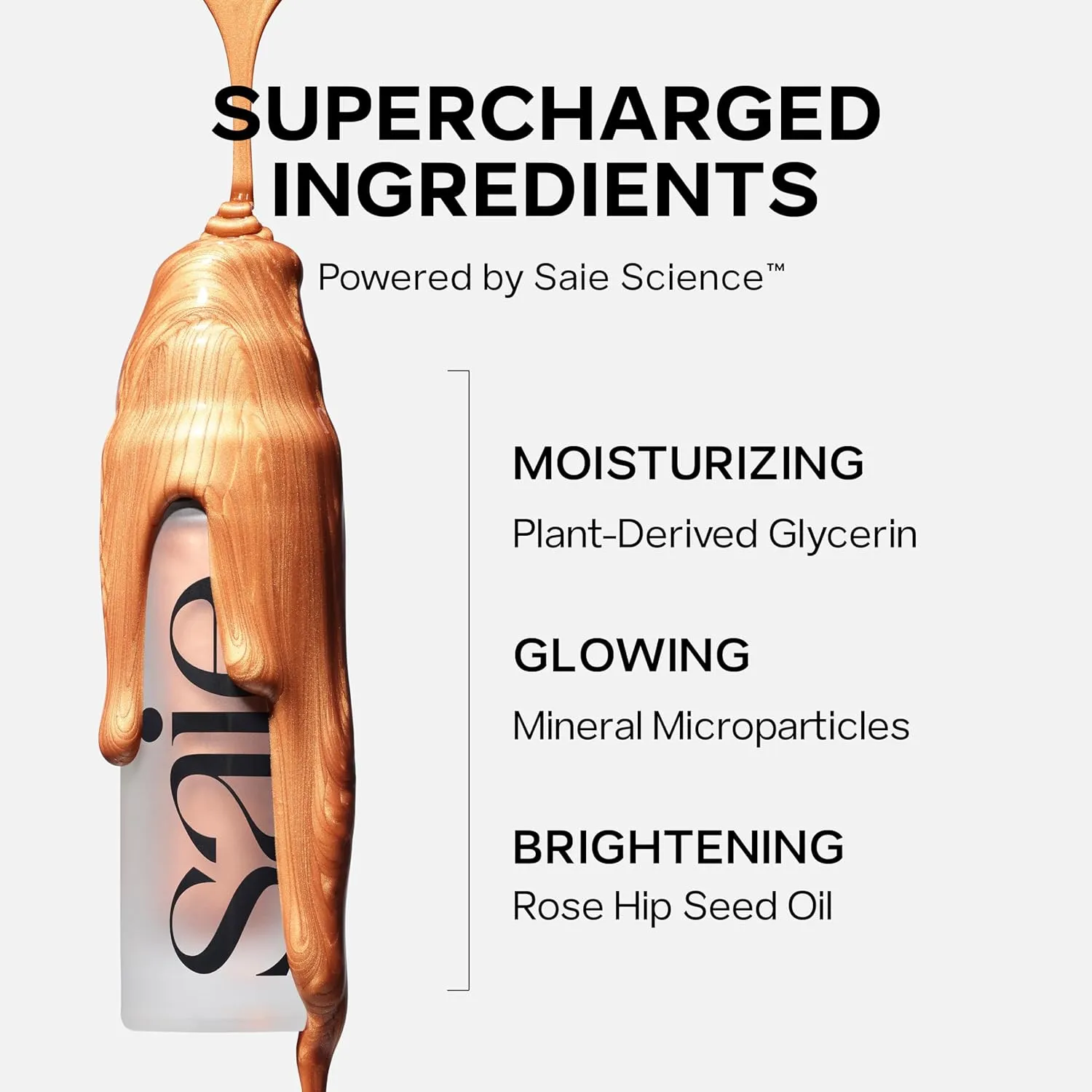 Saie Glowy Super Gel Lightweight Illuminator - Luminizer and Makeup Primer for Glowing Skin - Enriched with Vitamin C   Hydrating Squalane Oil - Sunglow (1 oz)