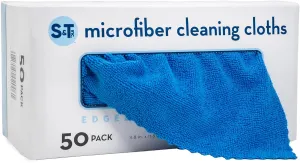 S&T INC. 50 Pack Microfiber Cleaning Cloth with Box, Bulk Towels for Home, Reusable Microfiber Towels for Cars, Cleaning Rags, Blue, 11.8 Inches x 11.8 Inches, 50 Count