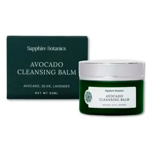 SAPPHIRE BOTANICS Avacado Cleansing Balm - 50gm | Enriched with Avacado, Olive, and Lavender | Gentle Makeup Remover | Cleanses & Nourishes Skin | Balm-Oil-Milk Formula | Suitable for All Skin Type