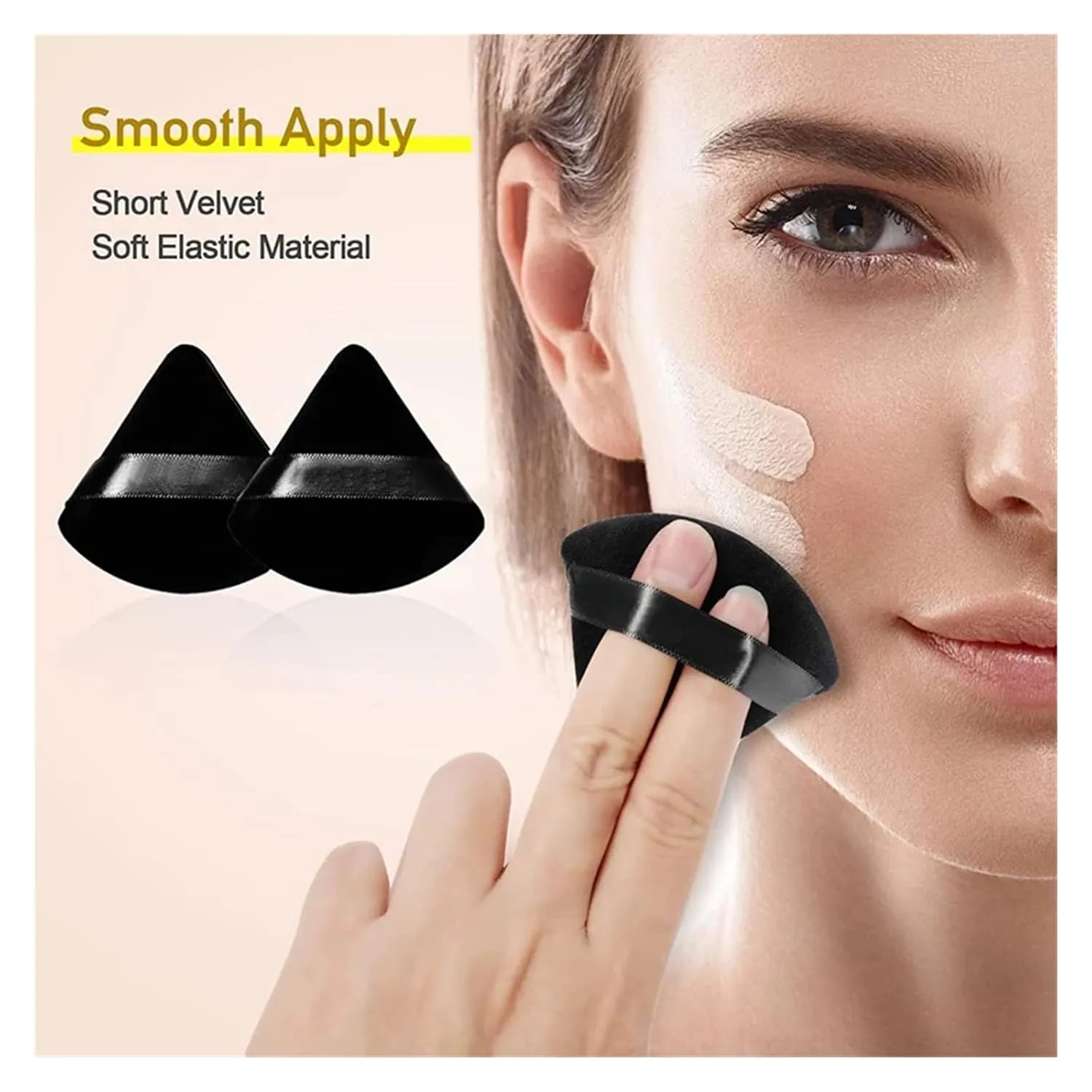SBTRKT 6 Pcs Velvet Triangle Powder Puff Make Up Sponges For Face Eyes Contouring Shadow Seal Cosmetic Foundation Makeup Tool (Color : Black)