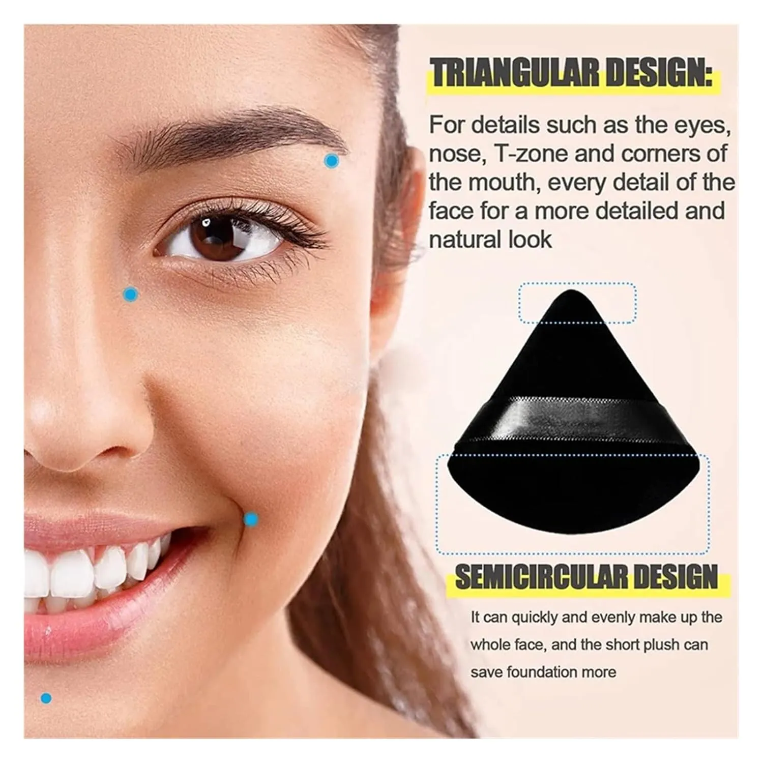SBTRKT 6 Pcs Velvet Triangle Powder Puff Make Up Sponges For Face Eyes Contouring Shadow Seal Cosmetic Foundation Makeup Tool (Color : Black)