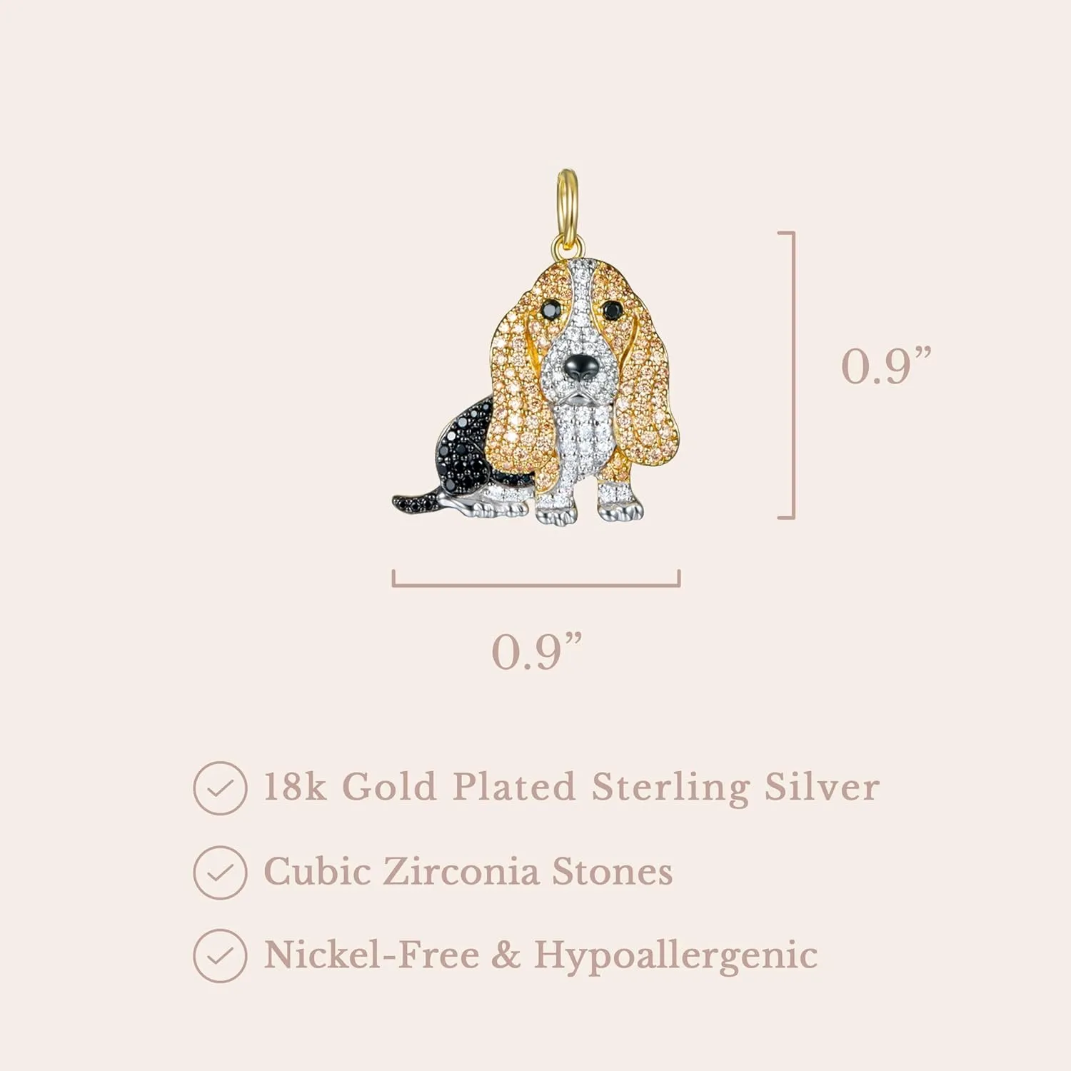 SCAMPER & CO Dog Breed Cubic Zirconia Puppy Charm Pendant Necklaces for Women - Genuine Gemstone with Elegant Backplate, Premium Plated Sterling Silver Necklace for Women Easy Closure 18 to 20 inch