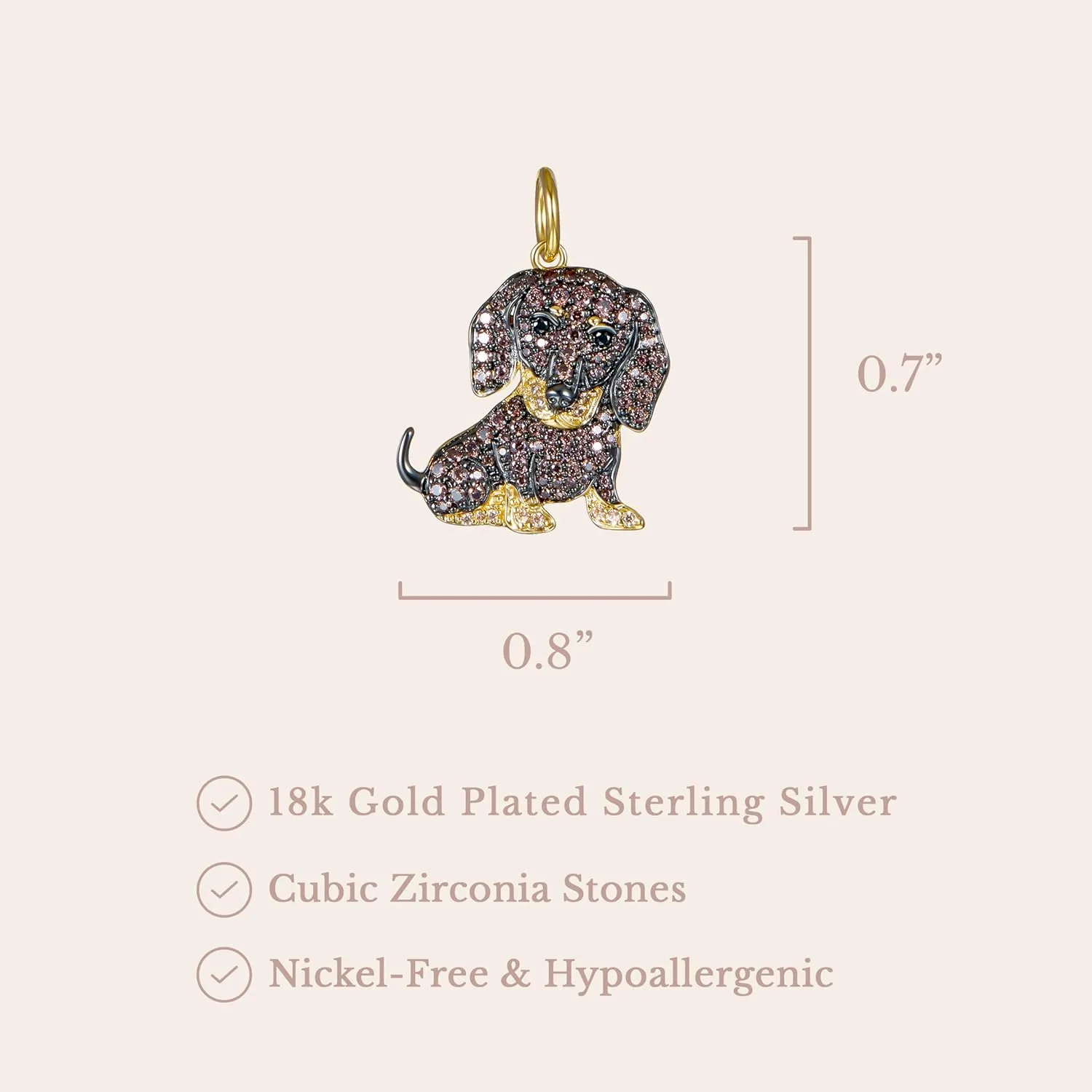 SCAMPER & CO Dog Breed Cubic Zirconia Puppy Charm Pendant Necklaces for Women - Genuine Gemstone with Elegant Backplate, Premium Plated Sterling Silver Necklace for Women Easy Closure 18 to 20 inch