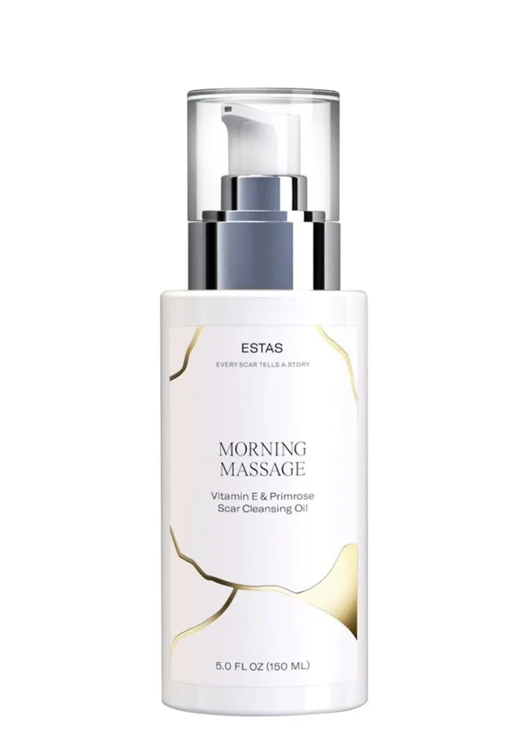 Scar Cleansing Oil - Morning Massage Vitamin E & Primrose Treatment, 5 oz - for Face & Body, Reduces appearance on Surgical, Burn, C-Section & Acne Scars, Vegan   Cruelty Free