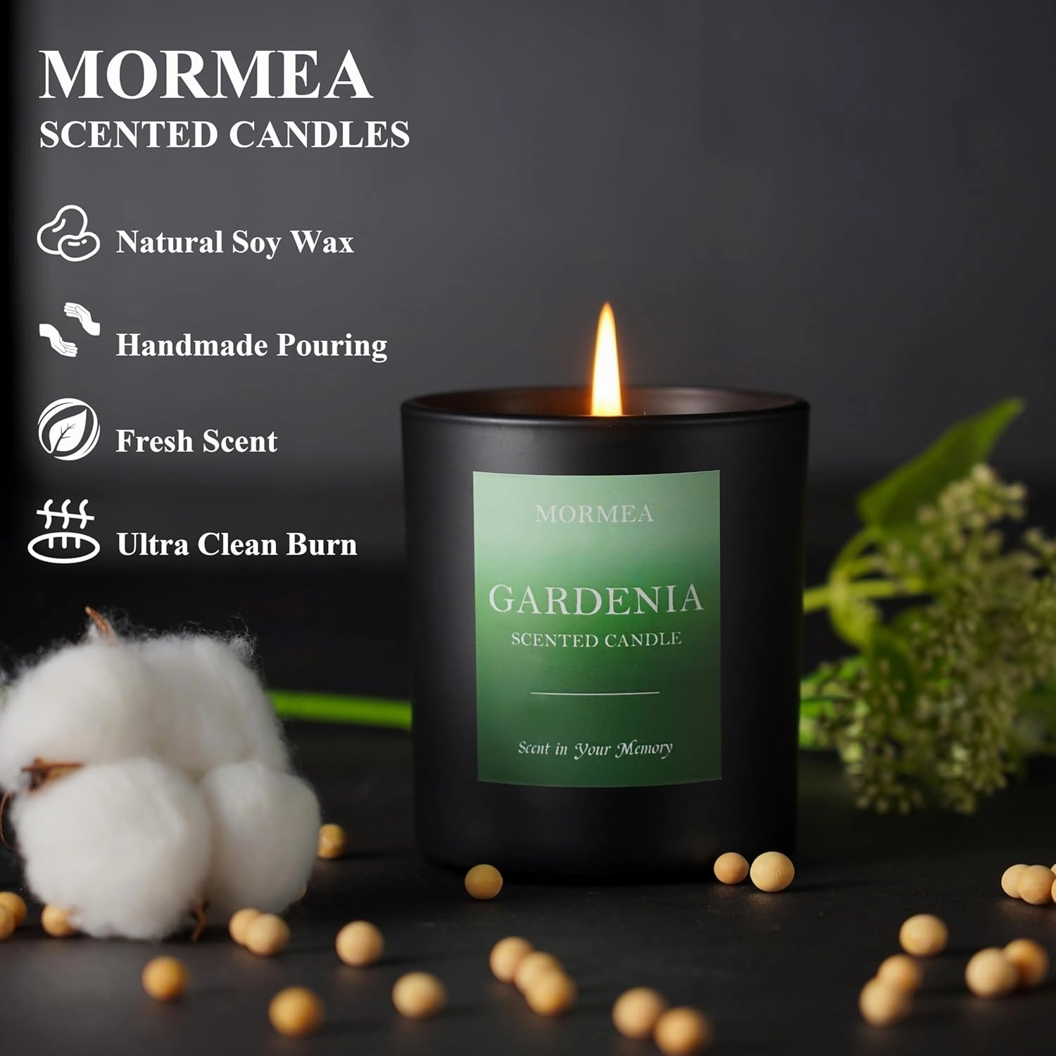Scented Candles, Gardenia Aromatherapy Candles for Home Scented, Natural Soy Wax Candles, 8oz Long Lasting Candles for Men & Women, Jar Candles for Birthday & Holiday