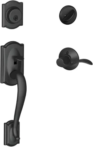 SCHLAGE Camelot Single Cylinder Handleset and Left Hand Accent Lever, Matte Black (F60 CAM 622 Acc LH)