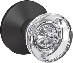 Schlage Custom FC172 HOB 622 KIN Hobson Non-Turning Glass Knob with Kinsler Trim, Matte Black