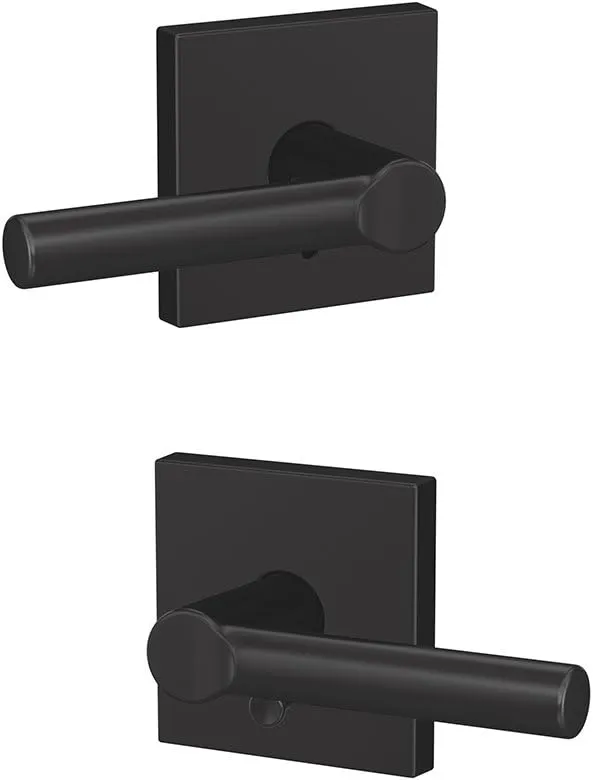 Schlage Custom FC21 BRW 622 COL Broadway Lever with Collins Trim Hall-Closet and Bed-Bath Lock, Matte Black