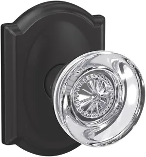 Schlage Custom FC21 HOB 622 CAM Hobson Glass Knob with Camelot Trim Hall-Closet and Bed-Bath Lock, Matte Black