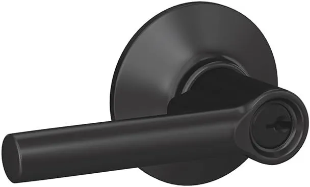 SCHLAGE F51A BRW 622 PLY Broadway Lever with Plymouth Trim Keyed Entry Lock, Matte Black