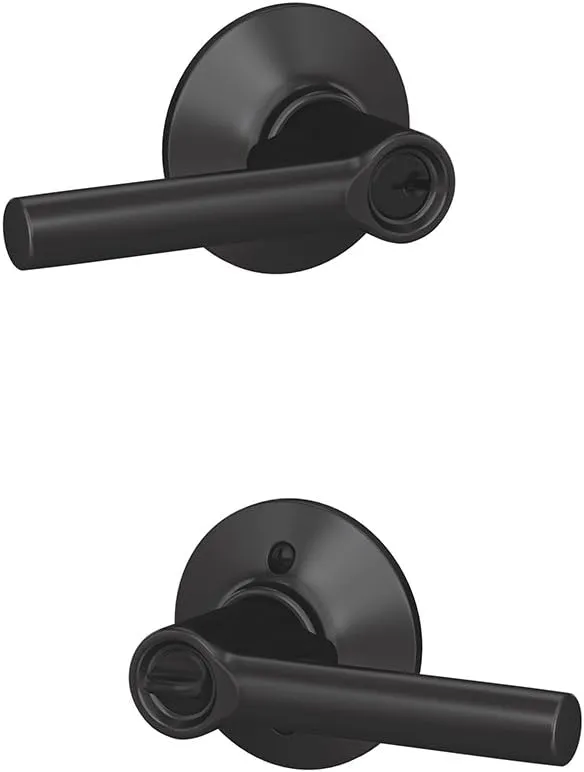 SCHLAGE F51A BRW 622 PLY Broadway Lever with Plymouth Trim Keyed Entry Lock, Matte Black
