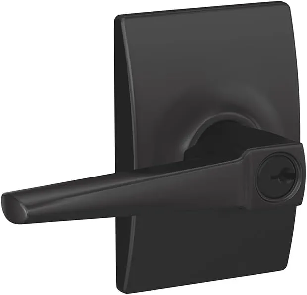 SCHLAGE F51A ELR 622 CEN Eller Lever with Century Trim Keyed Entry Lock, Matte Black