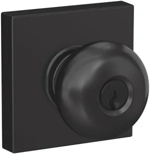 SCHLAGE F51A PLY 622 COL Plymouth Knob with Collins Trim Keyed Entry Lock, Matte Black