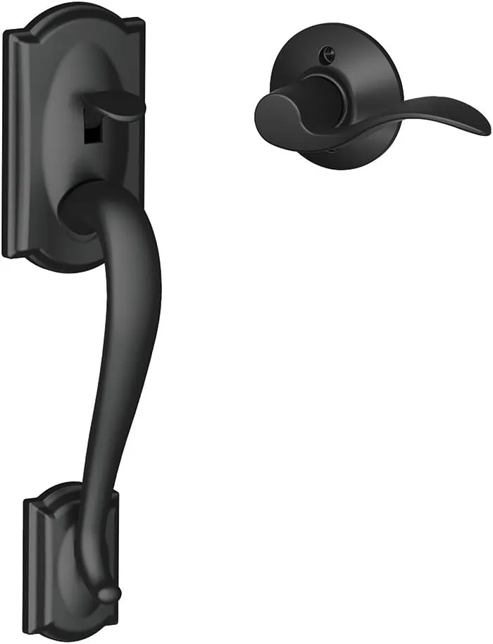 SCHLAGE FE285 CAM 622 Acc LH Camelot Trim Lower Half Front Entry Handleset with Accent Left Hand Lever, Matte Black