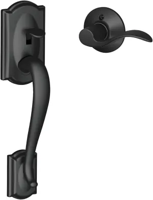 SCHLAGE FE285 CAM 622 Acc LH Camelot Trim Lower Half Front Entry Handleset with Accent Left Hand Lever, Matte Black