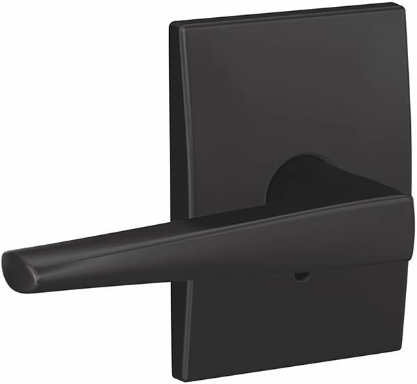 Schlage Custom FC21 ELR 622 CEN Eller Lever with Century Trim Hall-Closet and Bed-Bath Lock, Matte Black